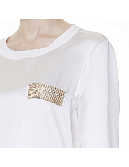 T-SHIRT IN RASO C/TASCHINO METALLICO