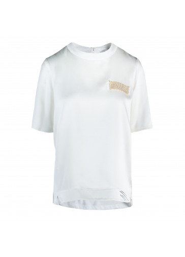 T-SHIRT IN RASO C/TASCHINO METALLICO