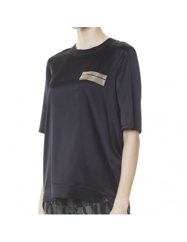 T-SHIRT IN RASO C/TASCHINO METALLICO
