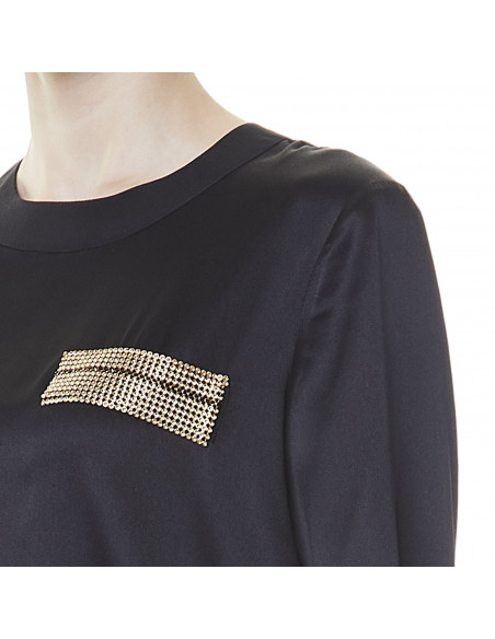 T-SHIRT IN RASO C/TASCHINO METALLICO