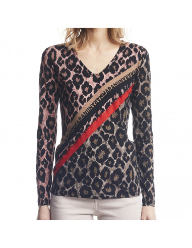 T-SHIRT GRAPHIC MACULATA CON STRASS