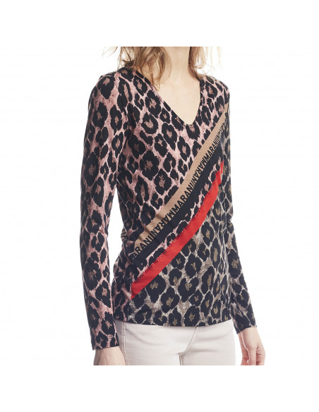 T-SHIRT GRAPHIC MACULATA CON STRASS