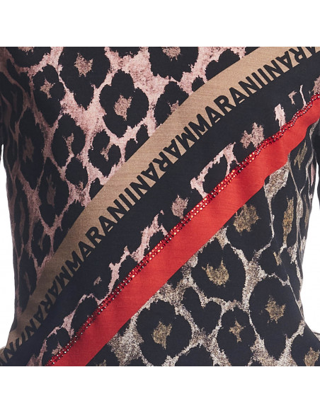 T-SHIRT GRAPHIC MACULATA CON STRASS