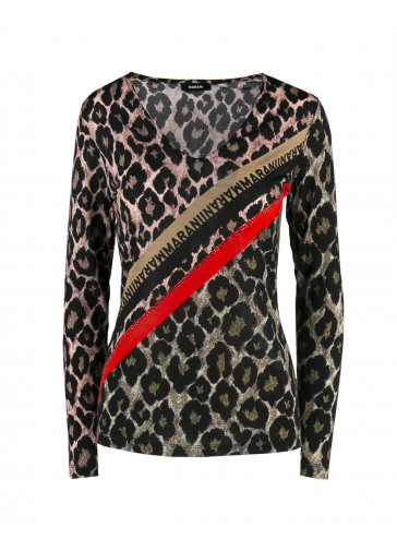 T-SHIRT GRAPHIC MACULATA CON STRASS