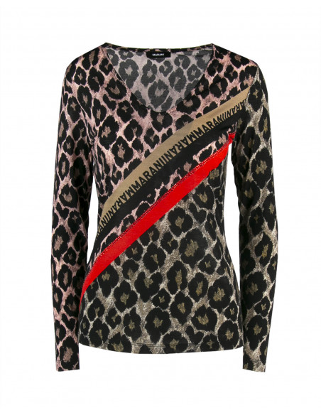 T-SHIRT GRAPHIC MACULATA CON STRASS