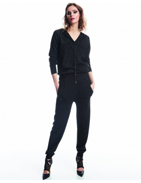 FELPA IN MAGLIA LUREX CON BORCHIETTE
