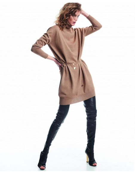 ABITO DOLCEVITA IN MAGLIA LUREX  CON CINTURA CATENA