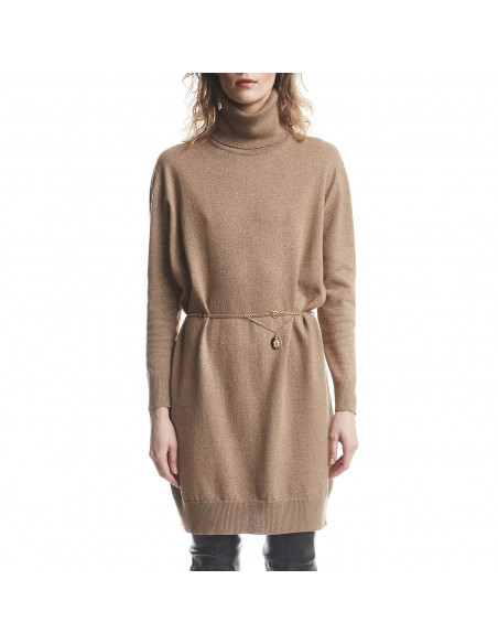 ABITO DOLCEVITA IN MAGLIA LUREX  CON CINTURA CATENA