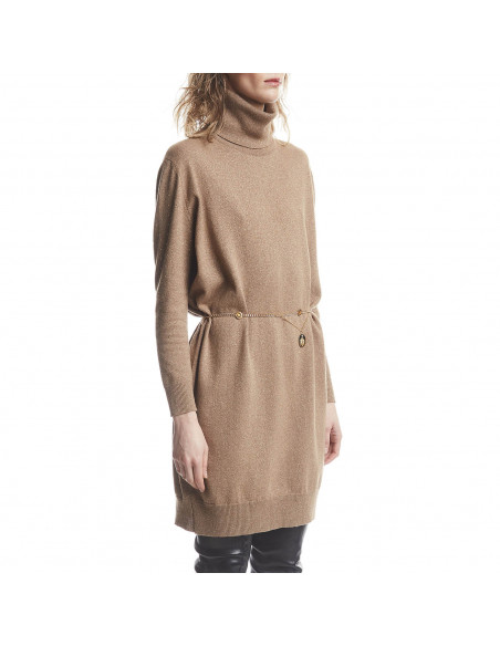ABITO DOLCEVITA IN MAGLIA LUREX  CON CINTURA CATENA