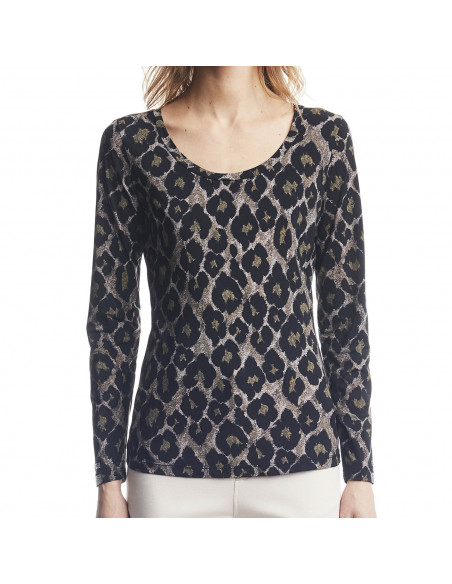 T-SHIRT TECNICA MACULATA CON POLSI JEWEL