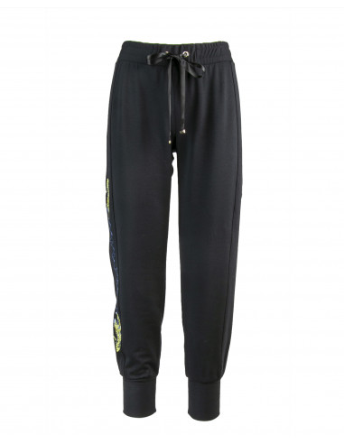 JOGGING IN FELPA CON RICAMO LEOPARDINI