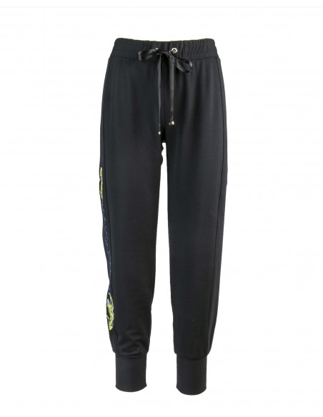 JOGGING IN FELPA CON RICAMO LEOPARDINI