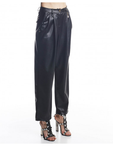 PANTALONE ECOPELLE CON PENCES