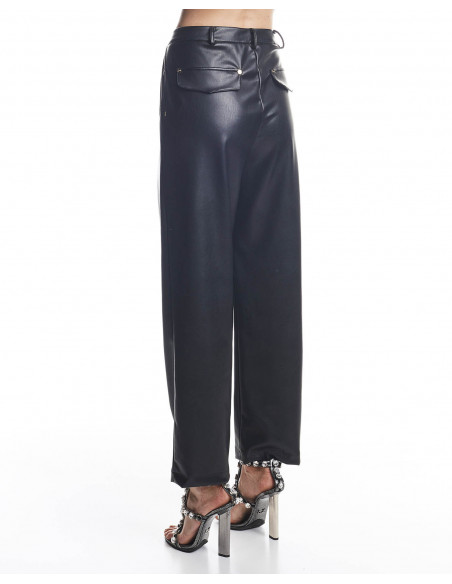 PANTALONE ECOPELLE CON PENCES