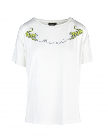 T-SHIRT C/RICAMO LEOPARDO