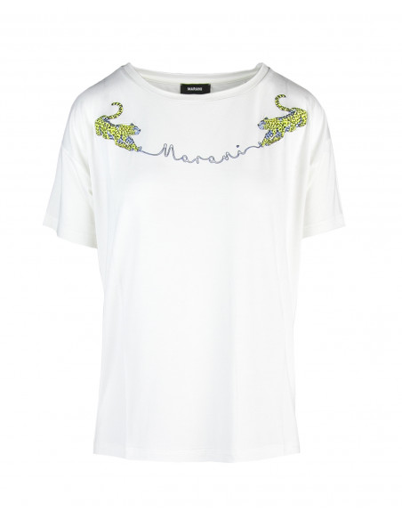 T-SHIRT C/RICAMO LEOPARDO