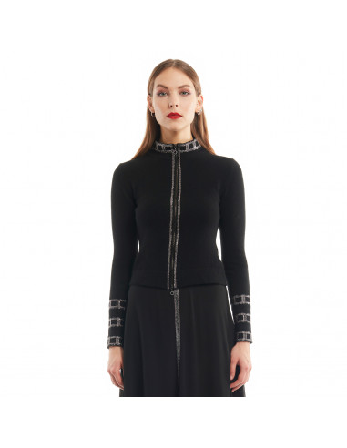 CARDIGAN C/LAMPO + APPLICAZIONE