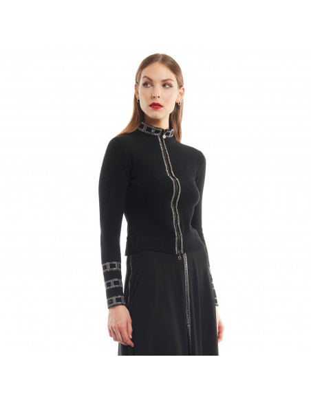 CARDIGAN C/LAMPO + APPLICAZIONE
