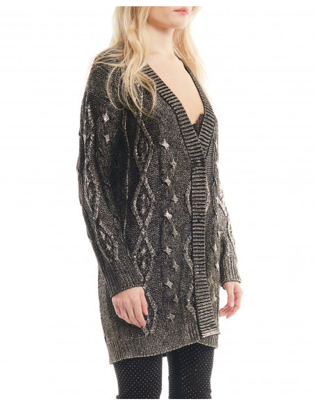CARDIGAN TRECCE LAMINATE