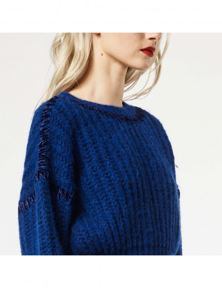 MAGLIA CROPPED ALPACA CON RICAMO