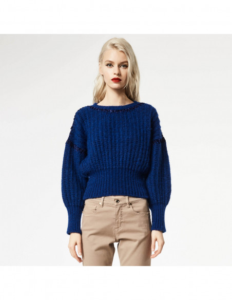 MAGLIA CROPPED ALPACA CON RICAMO
