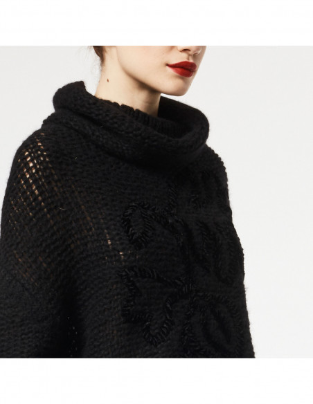 MAGLIA OVER IN ALPACA C/RICAMO