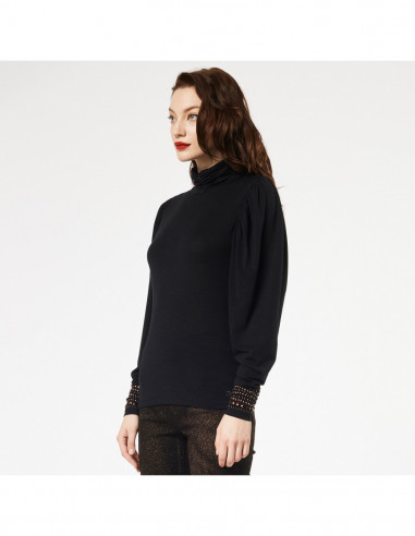 T-SHIRT COLLO ALTO C/APPLICAZIONI