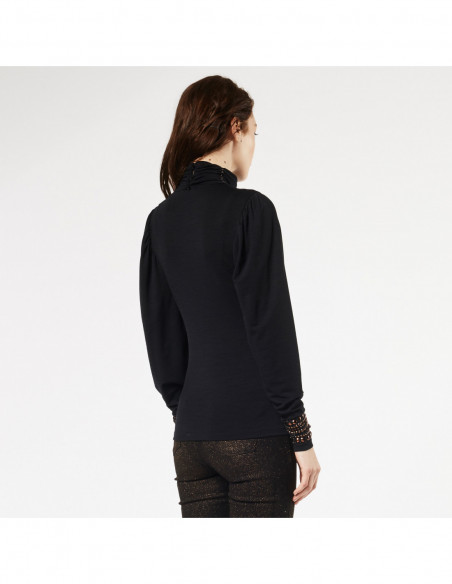T-SHIRT COLLO ALTO C/APPLICAZIONI