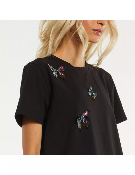 T-SHIRT C/FARFALLA RICAMATA