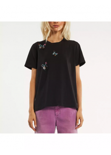 T-SHIRT C/FARFALLA RICAMATA