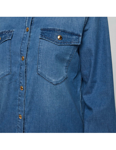 CAMICIA DENIM LIGHT C/APPL