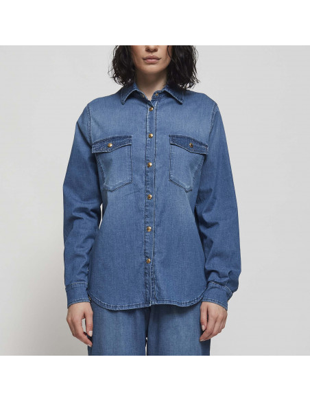 CAMICIA DENIM LIGHT C/APPL
