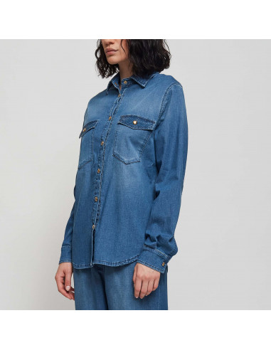 CAMICIA DENIM LIGHT C/APPL