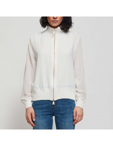 BOMBER IN GEORGETTE C/FINITURE IN MAGLIA