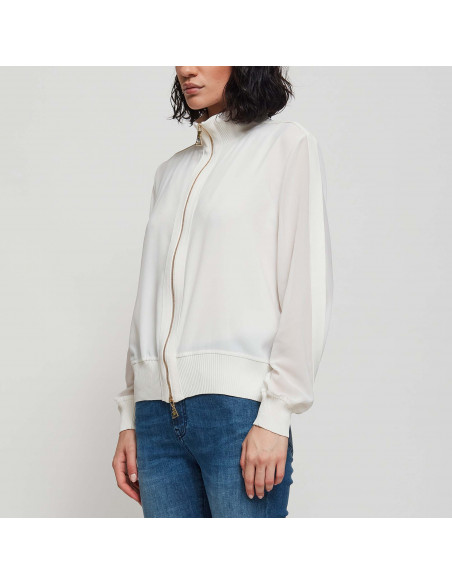 BOMBER IN GEORGETTE C/FINITURE IN MAGLIA