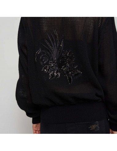 BOMBER A RETE C/RICAMO+APPL
