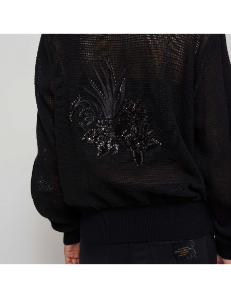 BOMBER A RETE C/RICAMO+APPL