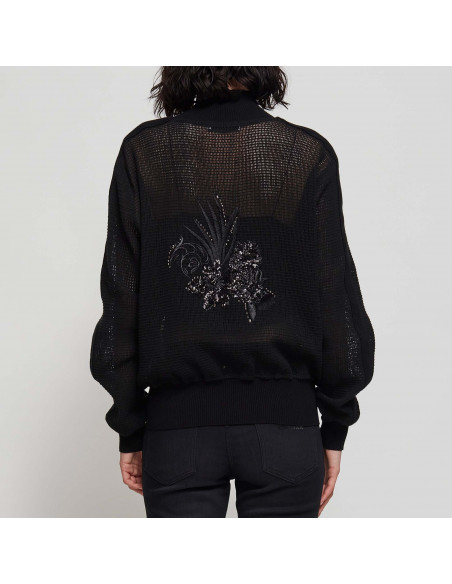 BOMBER A RETE C/RICAMO+APPL