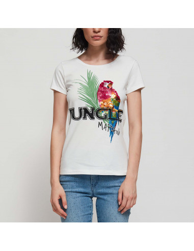 T-SHIRT C/RICAMO PAPPAGALLO