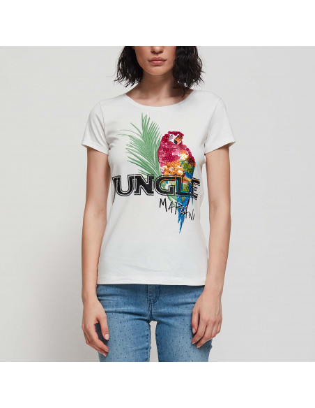 T-SHIRT C/RICAMO PAPPAGALLO