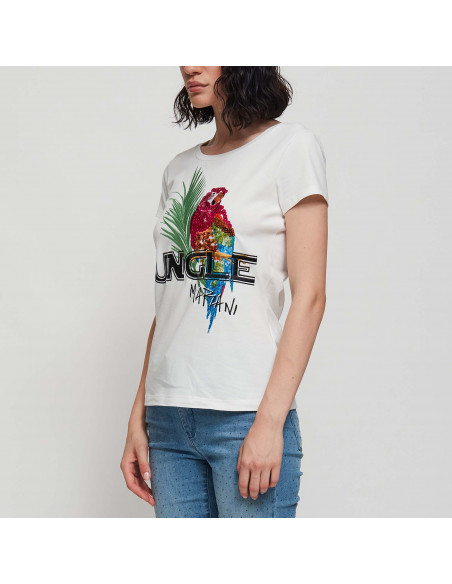 T-SHIRT C/RICAMO PAPPAGALLO