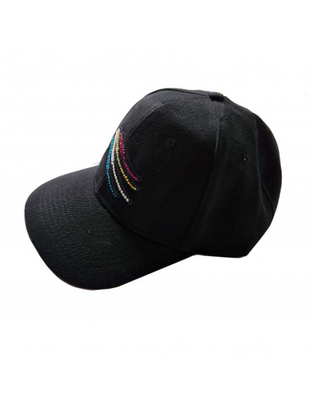 CAPPELLINO C/LOGO + APPL STRASS MULTICOL