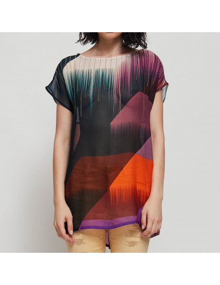 BLUSA ST ROMBI IN GEORGETTE+APPL