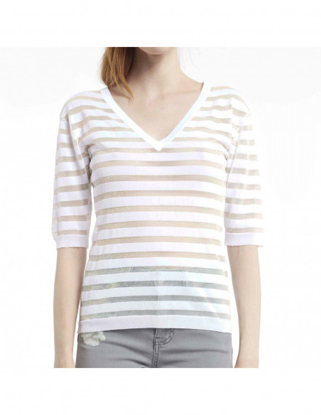 MAGLIA SC V M/C RIGHE LUREX