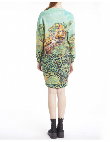EMBROIDERED FOREST-PRINTED DRESS