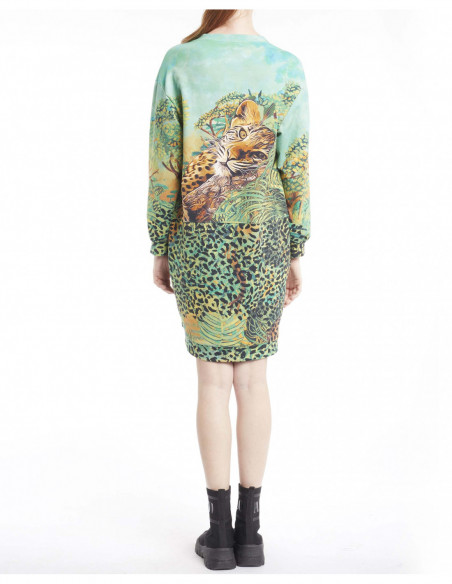 EMBROIDERED FOREST-PRINTED DRESS