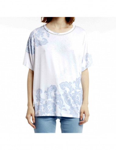 EMBROIDERED DAMASK-PRINTED T-SHIRT