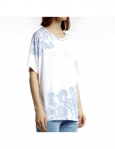 EMBROIDERED DAMASK-PRINTED T-SHIRT