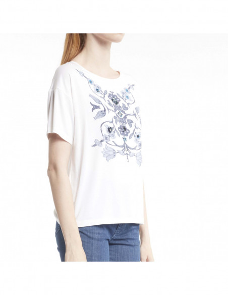 T-SHIRT ST NATURAL C/APPL+RICAMO