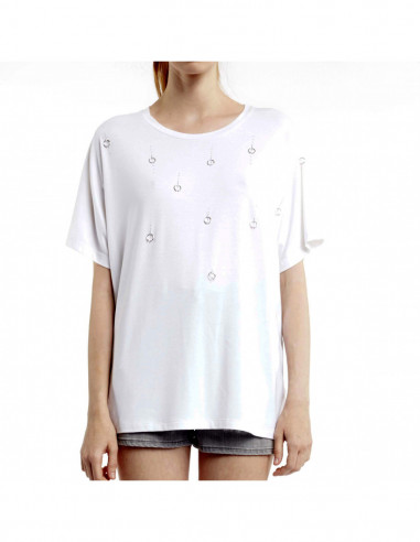 RHINESTONE AND PIERCED T-SHIRT